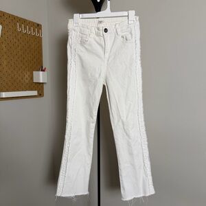 Umbra Ivory Wide Leg Jeans with Frayed Edges